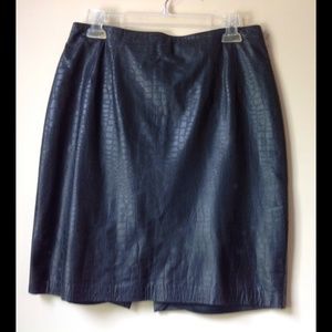 Bagatelle Black Leather Skirt Croco Embossed